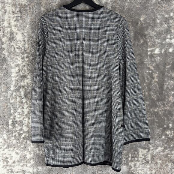 Max Studio Size L Plaid Houndstooth Open Front Cardigan Sweater Long Sleeve - Picture 4 of 9